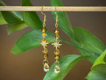 Load image into Gallery viewer, Brown Starburst Dangle Earrings
