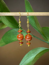 Load image into Gallery viewer, Dark Orange Agate Earrings
