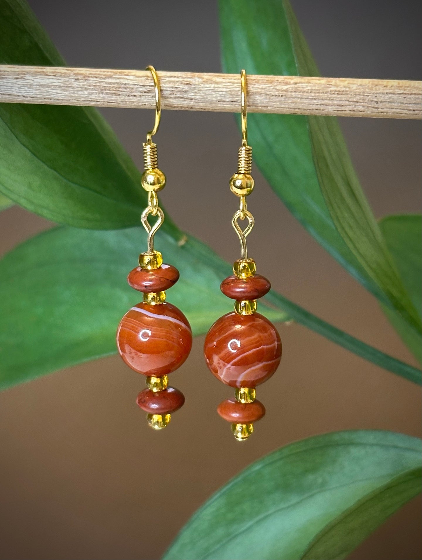 Dark Orange Agate Earrings