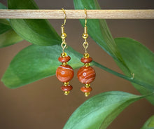 Load image into Gallery viewer, Dark Orange Agate Earrings
